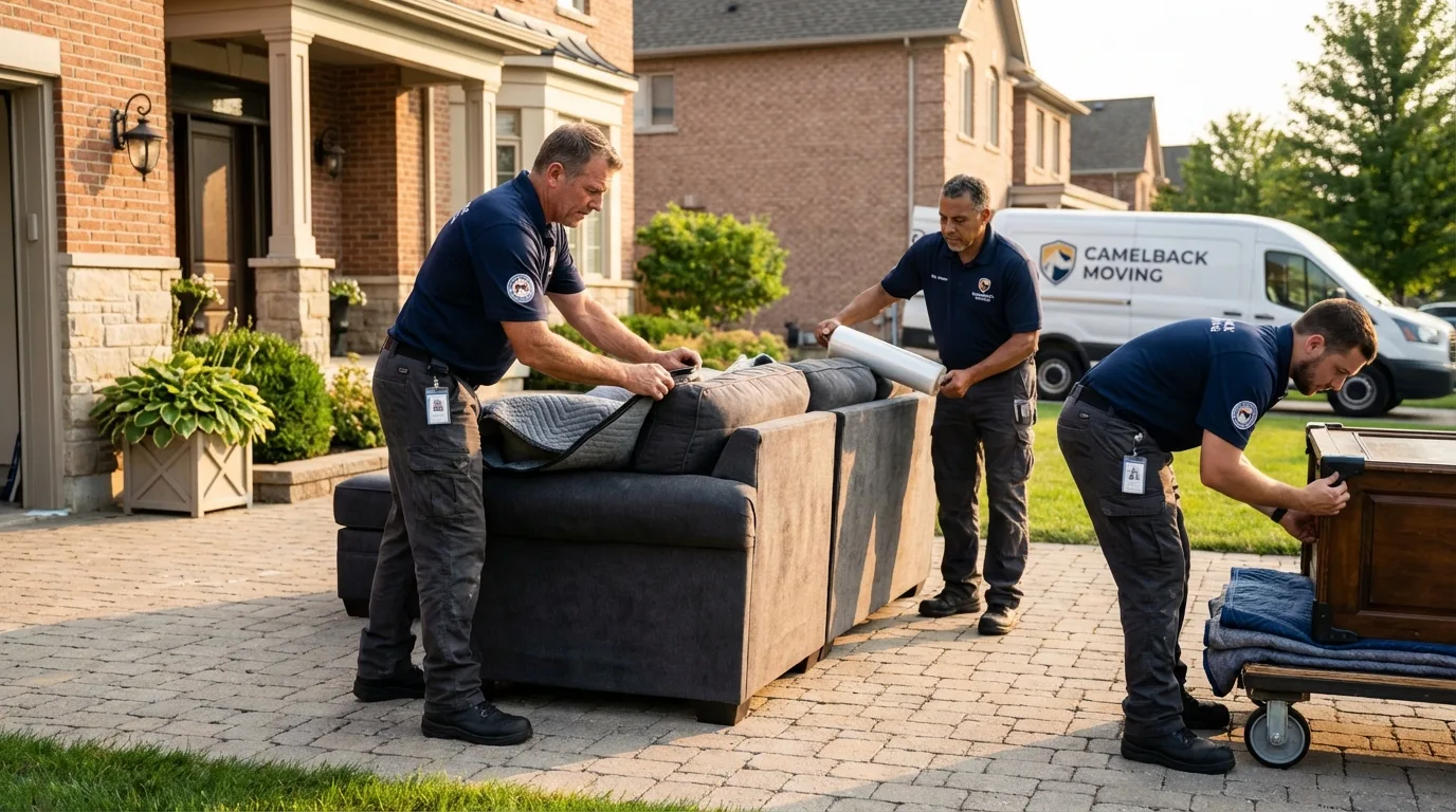 Large estate moving crew wrapping furniture in Lafayette Hill, PA