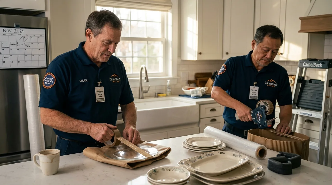 Professional crew packing kitchen dishware in Lafayette Hill, PA