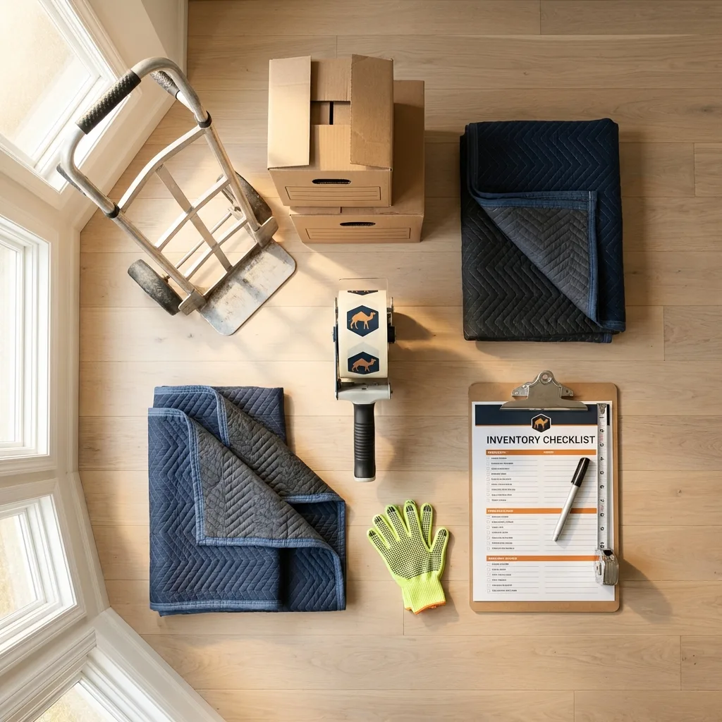 Professional moving supplies and packing materials layout for Lafayette Hill residential relocations